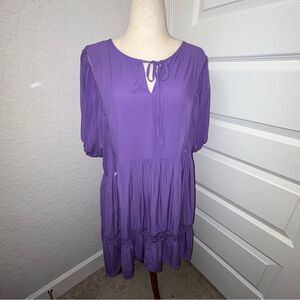 RusttyDustty Boho Elbow Length Sleeve Tunic Mini Dress